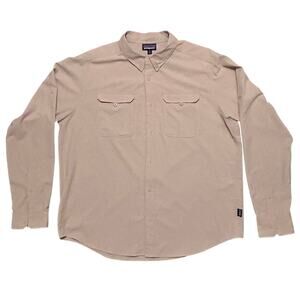 Patagonia Long Sleeve Self Guided Hike Shirt X-Large Tan Vented Ripstop